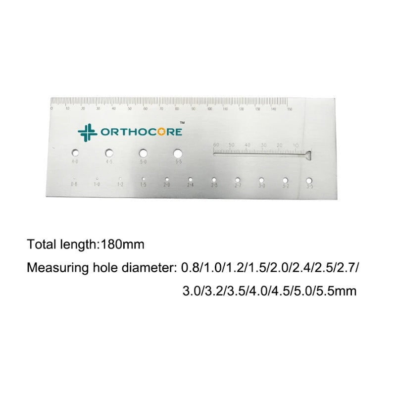 Surgical Measuring Ruler With Gauge Holes